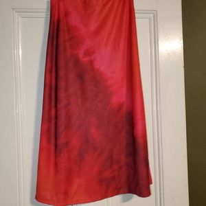 Zara red tie dye midi skirt